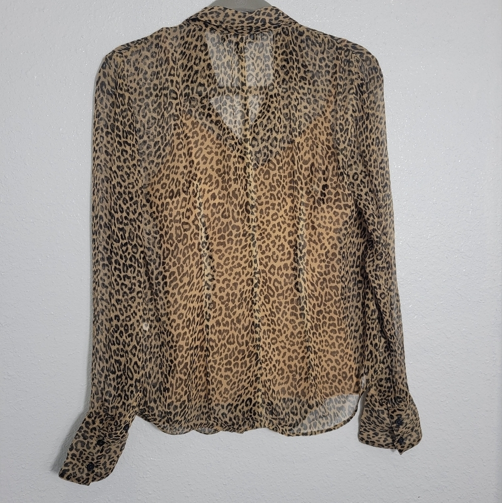 J Crew Sheer leopard-print shirt in crinkle chiffon, 4, NWOT - Picture 4 of 8